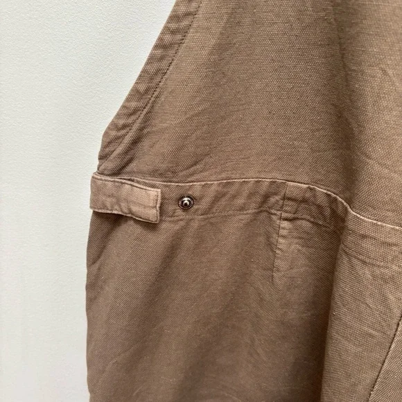 Eileen Fisher Cotton Hemp Stretch Short Overalls in Olive Green S